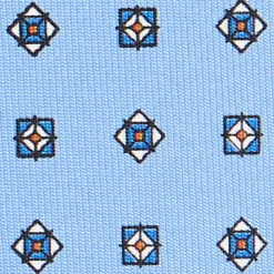E.Marinella CRAVATTE|Cravatte In Seta Stampata|CRAVATTA SARTORIALE CLASSICA IN SETA AZZURRA Microfantasia fiore