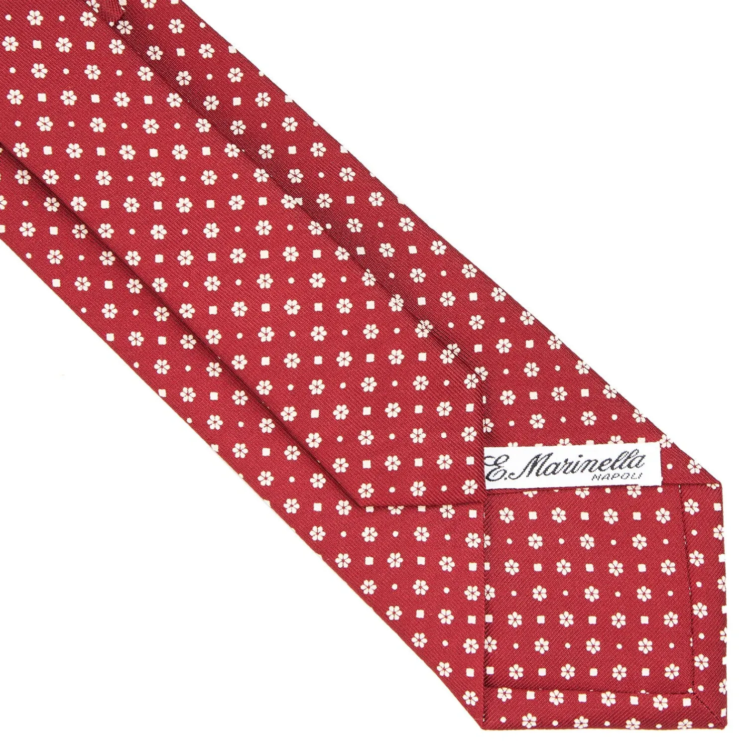 E.Marinella CRAVATTE|Cravatte In Seta Stampata|CRAVATTA SARTORIALE CLASSICA IN SETA BORDEAUX Microfantasia fiore