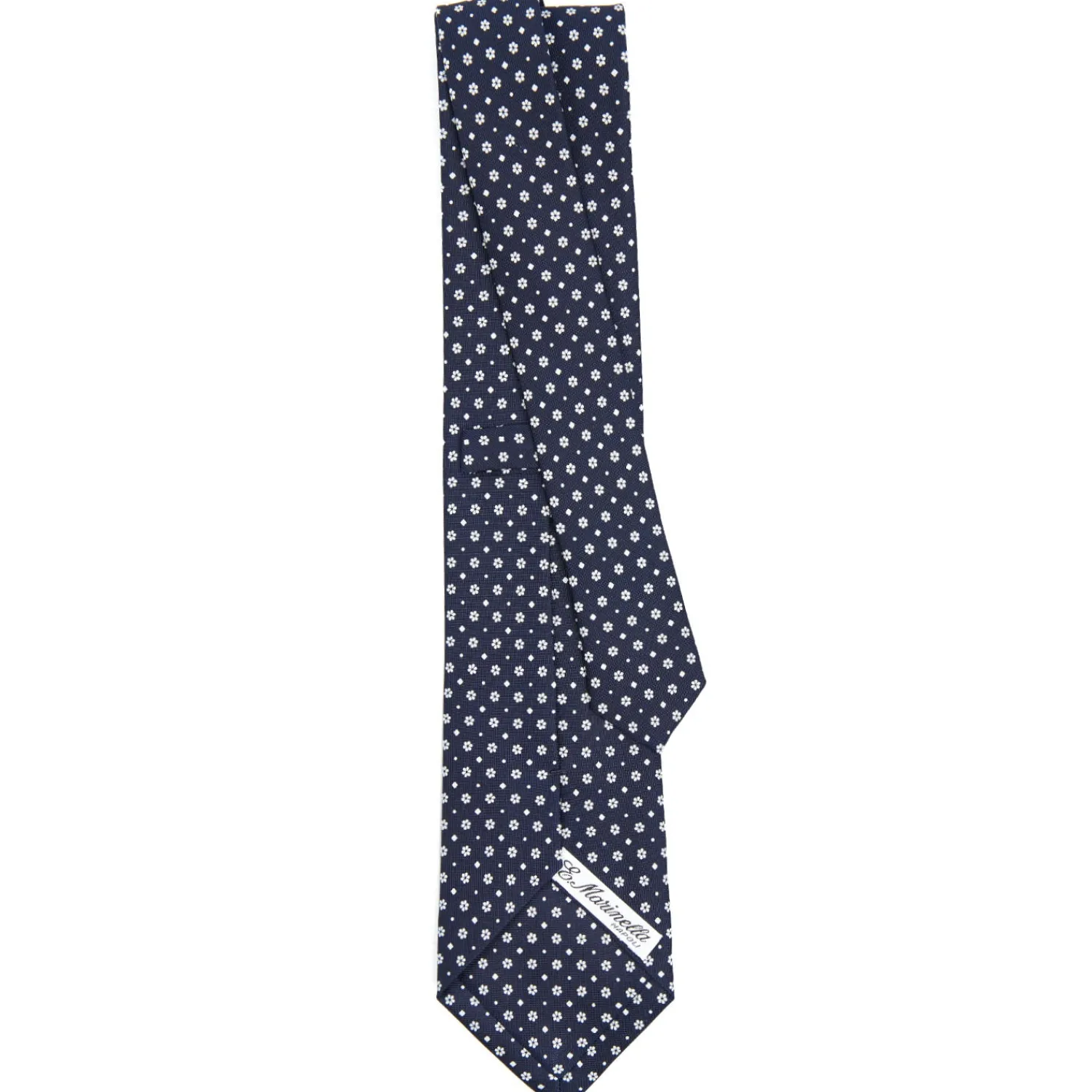 E.Marinella CRAVATTE|Cravatte In Seta Stampata|CRAVATTA SARTORIALE CLASSICA IN SETA BLU SCURO Microfantasia fiore