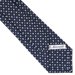 E.Marinella CRAVATTE|Cravatte In Seta Stampata|CRAVATTA SARTORIALE CLASSICA IN SETA BLU SCURO Microfantasia fiore