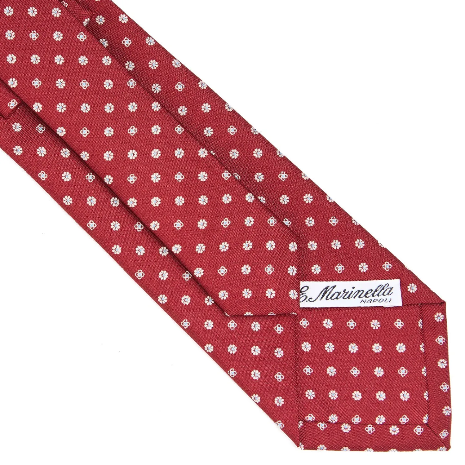 E.Marinella CRAVATTE|Cravatte In Seta Stampata|CRAVATTA SARTORIALE CLASSICA IN SETA BORDEAUX Microfantasia fiore