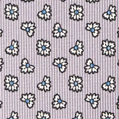 E.Marinella CRAVATTE|Cravatte In Seta Stampata|CRAVATTA SARTORIALE CLASSICA IN SETA GRIGIO CHIARO Microfantasia fiore
