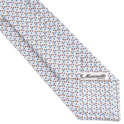 E.Marinella CRAVATTE|Cravatte In Seta Stampata|CRAVATTA SARTORIALE CLASSICA IN SETA BIANCO Microfantasia fiore