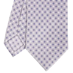E.Marinella CRAVATTE|Cravatte In Seta Stampata|CRAVATTA SARTORIALE CLASSICA IN SETA GRIGIO CHIARO Microfantasia fiore