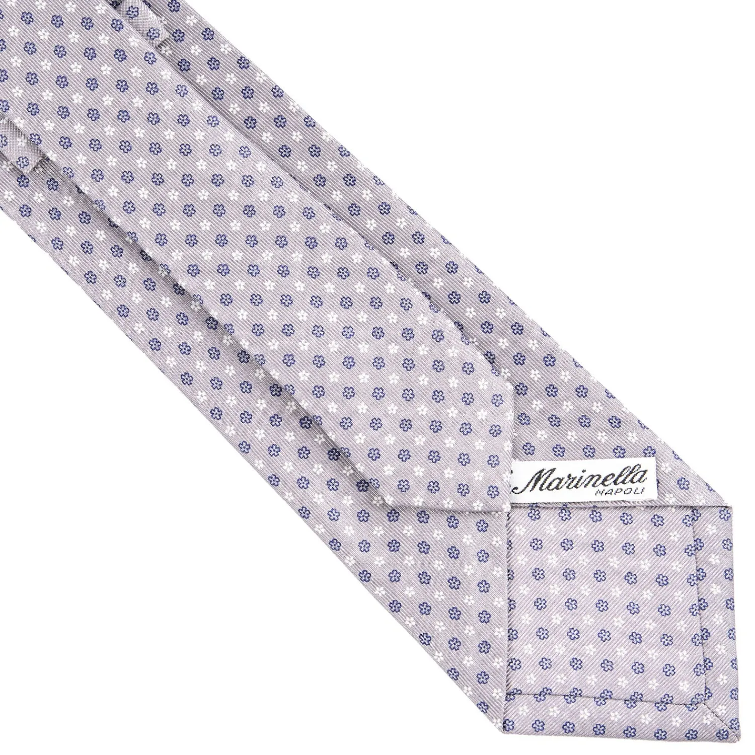 E.Marinella CRAVATTE|Cravatte In Seta Stampata|CRAVATTA SARTORIALE CLASSICA IN SETA GRIGIO CHIARO Microfantasia fiore