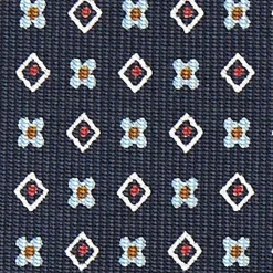 E.Marinella CRAVATTE|Cravatte In Seta Stampata|CRAVATTA SARTORIALE CLASSICA IN SETA BLU SCURO Microfantasia fiore