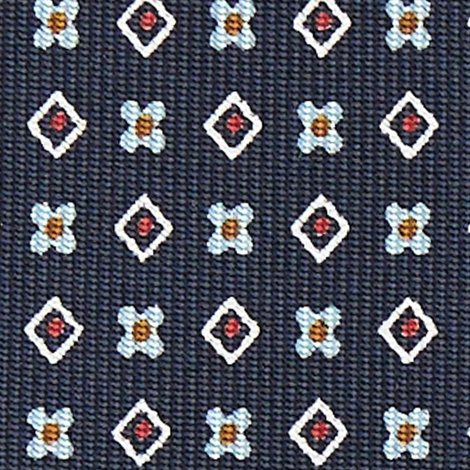 E.Marinella CRAVATTE|Cravatte In Seta Stampata|CRAVATTA SARTORIALE CLASSICA IN SETA BLU SCURO Microfantasia fiore