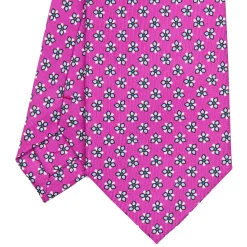 E.Marinella CRAVATTE|Cravatte In Seta Stampata|CRAVATTA SARTORIALE CLASSICA IN SETA FUCSIA Microfantasia fiore