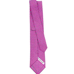 E.Marinella CRAVATTE|Cravatte In Seta Stampata|CRAVATTA SARTORIALE CLASSICA IN SETA FUCSIA Microfantasia fiore