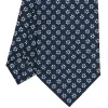 E.Marinella CRAVATTE|Cravatte In Seta Stampata|CRAVATTA SARTORIALE CLASSICA IN SETA BLU SCURO Microfantasia fiore
