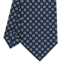 E.Marinella CRAVATTE|Cravatte In Seta Stampata|CRAVATTA SARTORIALE CLASSICA IN SETA BLU SCURO Microfantasia fiore