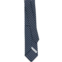 E.Marinella CRAVATTE|Cravatte In Seta Stampata|CRAVATTA SARTORIALE CLASSICA IN SETA BLU SCURO Microfantasia fiore