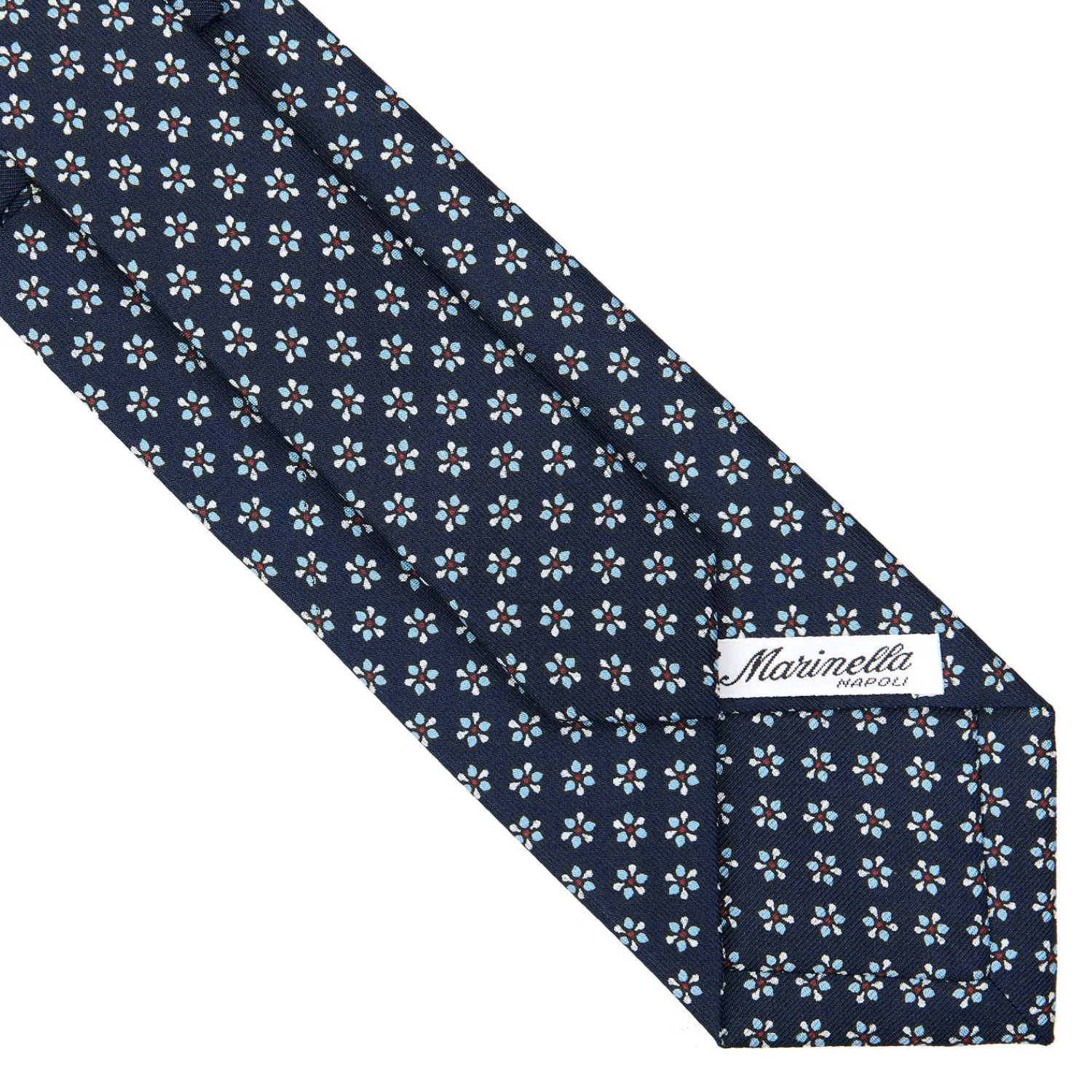 E.Marinella CRAVATTE|Cravatte In Seta Stampata|CRAVATTA SARTORIALE CLASSICA IN SETA BLU SCURO Microfantasia fiore
