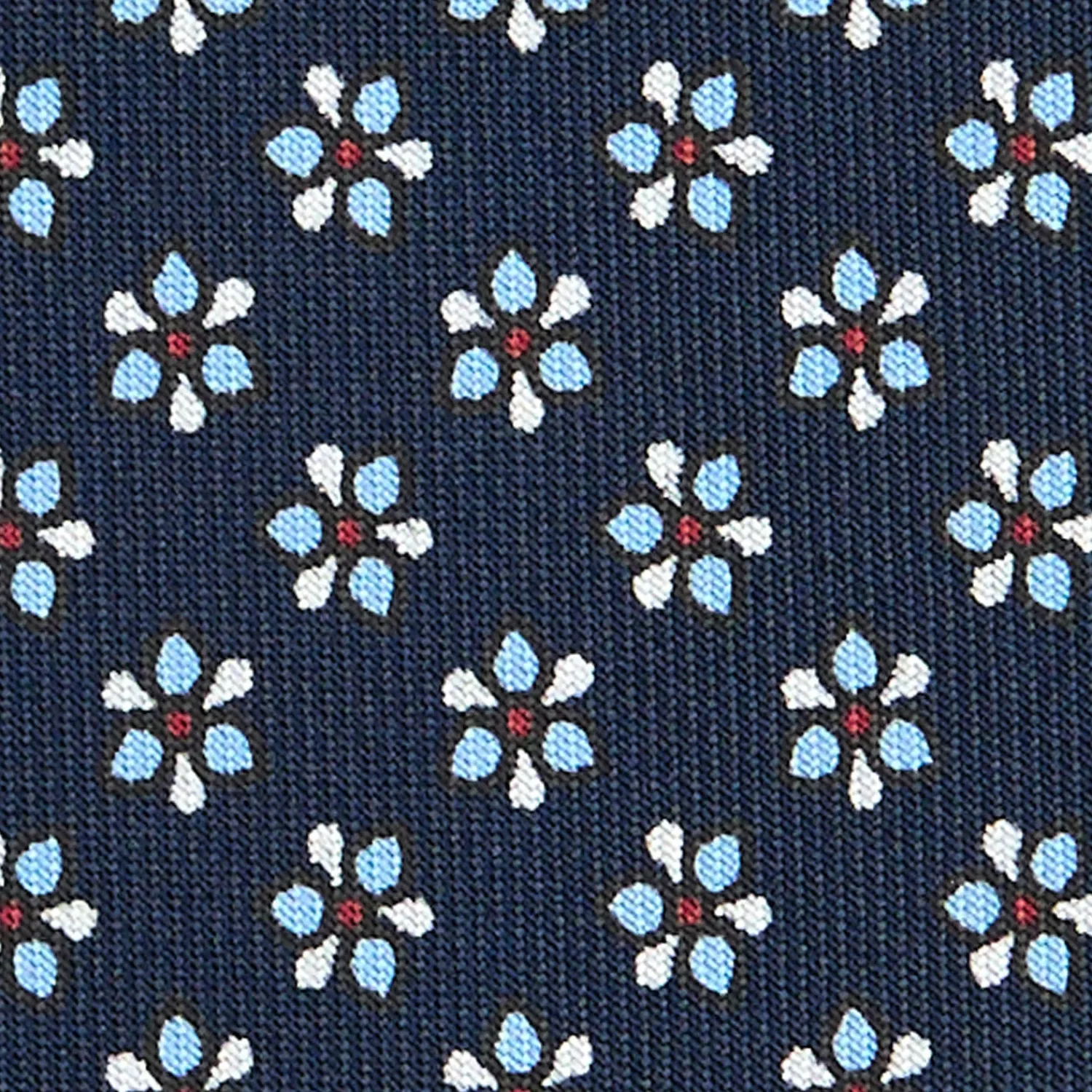 E.Marinella CRAVATTE|Cravatte In Seta Stampata|CRAVATTA SARTORIALE CLASSICA IN SETA BLU SCURO Microfantasia fiore
