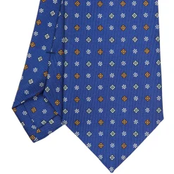 E.Marinella CRAVATTE|Cravatte In Seta Stampata|CRAVATTA SARTORIALE CLASSICA IN SETA BLU Microfantasia fiore