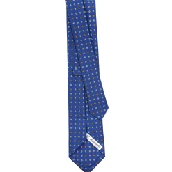 E.Marinella CRAVATTE|Cravatte In Seta Stampata|CRAVATTA SARTORIALE CLASSICA IN SETA BLU Microfantasia fiore