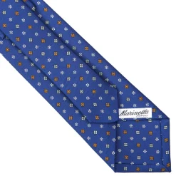 E.Marinella CRAVATTE|Cravatte In Seta Stampata|CRAVATTA SARTORIALE CLASSICA IN SETA BLU Microfantasia fiore