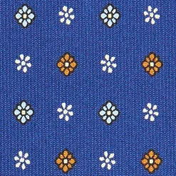 E.Marinella CRAVATTE|Cravatte In Seta Stampata|CRAVATTA SARTORIALE CLASSICA IN SETA BLU Microfantasia fiore