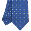 E.Marinella CRAVATTE|Cravatte In Seta Stampata|CRAVATTA SARTORIALE CLASSICA IN SETA BLU Microfantasia fiore