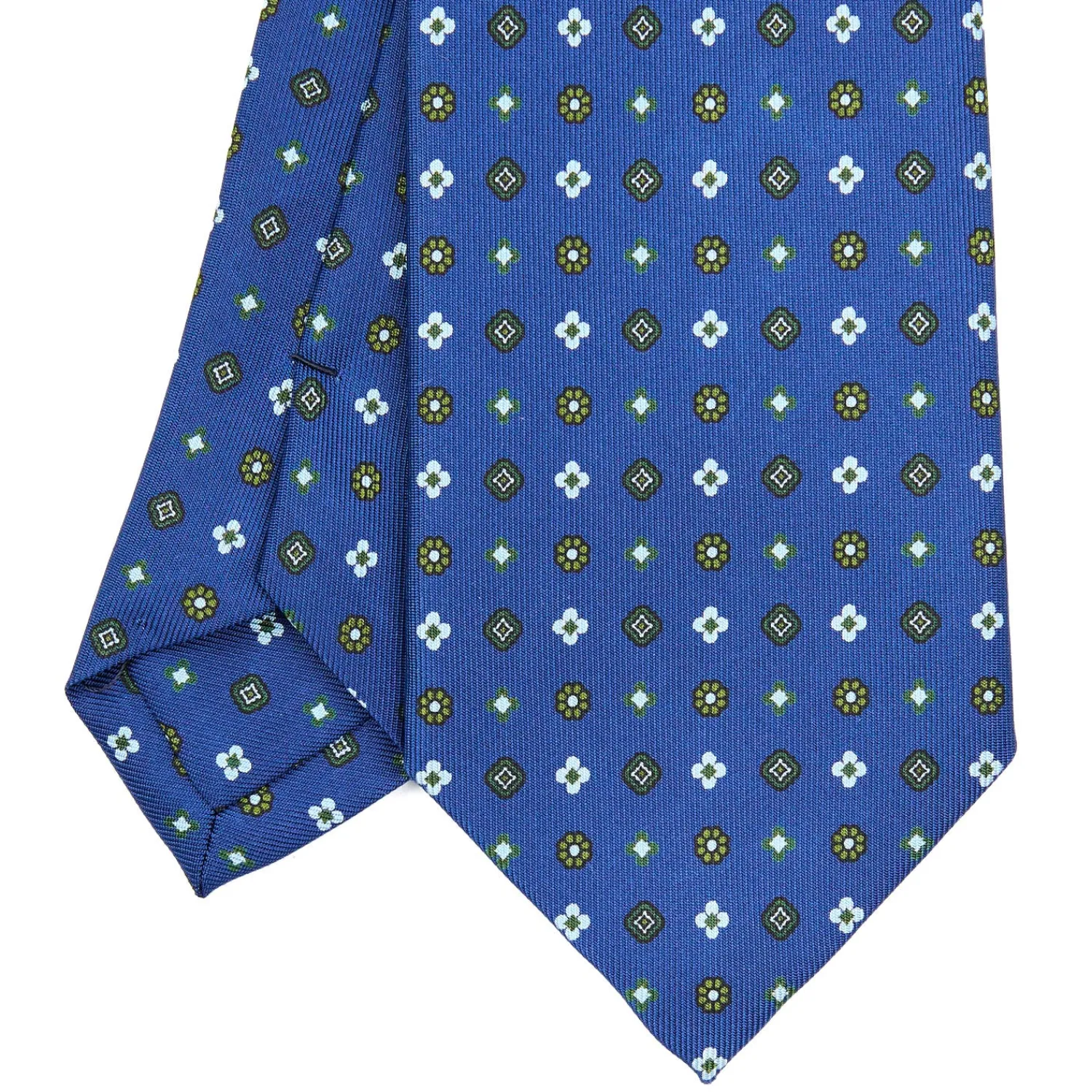 E.Marinella CRAVATTE|Cravatte In Seta Stampata|CRAVATTA SARTORIALE CLASSICA IN SETA BLU Microfantasia fiore