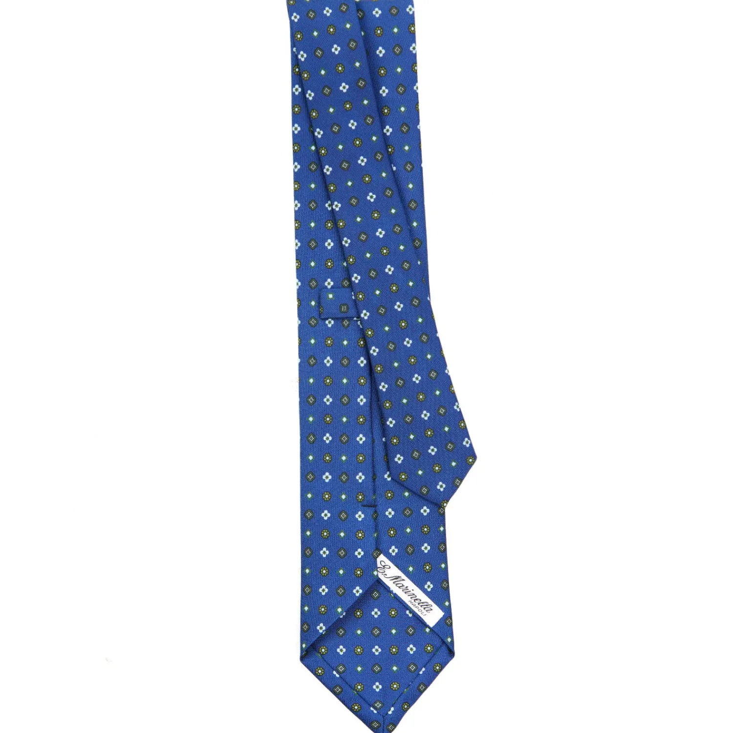 E.Marinella CRAVATTE|Cravatte In Seta Stampata|CRAVATTA SARTORIALE CLASSICA IN SETA BLU Microfantasia fiore