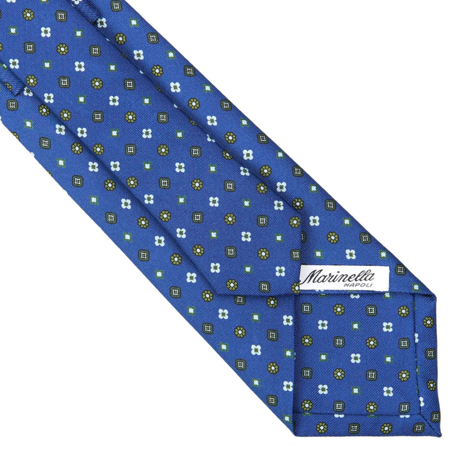 E.Marinella CRAVATTE|Cravatte In Seta Stampata|CRAVATTA SARTORIALE CLASSICA IN SETA BLU Microfantasia fiore