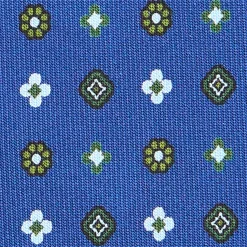E.Marinella CRAVATTE|Cravatte In Seta Stampata|CRAVATTA SARTORIALE CLASSICA IN SETA BLU Microfantasia fiore
