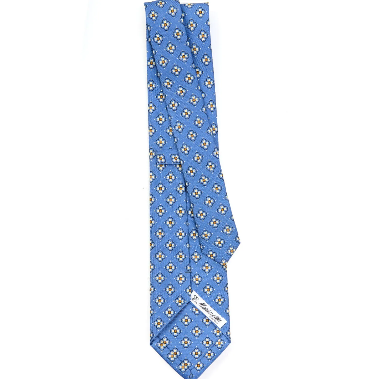 E.Marinella CRAVATTE|Cravatte In Seta Stampata|CRAVATTA SARTORIALE CLASSICA IN SETA AZZURRO POLVERE Microfantasia fiore
