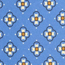 E.Marinella CRAVATTE|Cravatte In Seta Stampata|CRAVATTA SARTORIALE CLASSICA IN SETA AZZURRO POLVERE Microfantasia fiore