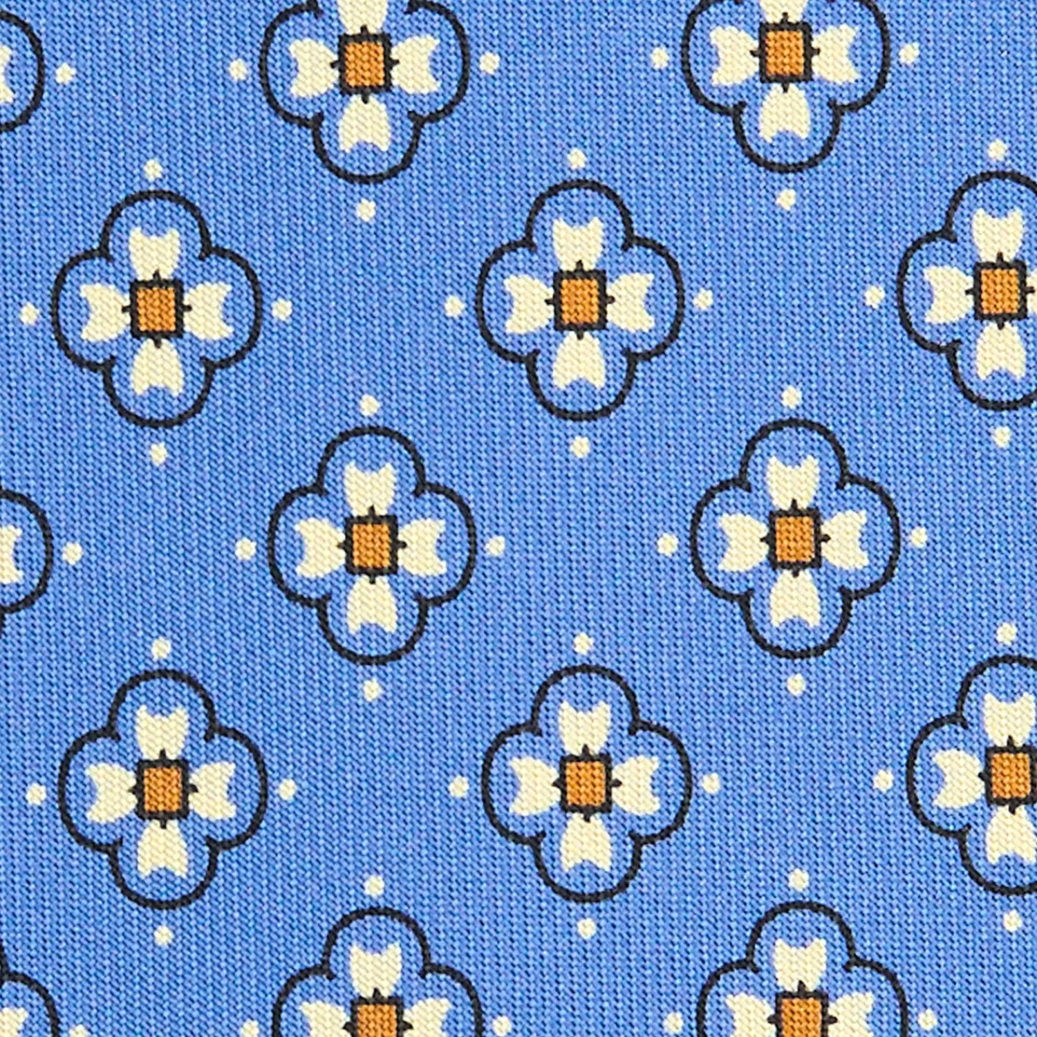 E.Marinella CRAVATTE|Cravatte In Seta Stampata|CRAVATTA SARTORIALE CLASSICA IN SETA AZZURRO POLVERE Microfantasia fiore