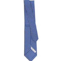 E.Marinella CRAVATTE|Cravatte In Seta Stampata|CRAVATTA SARTORIALE CLASSICA IN SETA BLU Microfantasia fiore