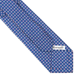 E.Marinella CRAVATTE|Cravatte In Seta Stampata|CRAVATTA SARTORIALE CLASSICA IN SETA BLU Microfantasia fiore