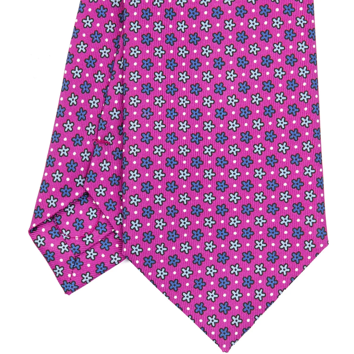 E.Marinella Cravatte In Seta Stampata|CRAVATTE|CRAVATTA SARTORIALE CLASSICA IN SETA FUCSIA Microfantasia fiore