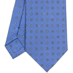 E.Marinella CRAVATTE|Cravatte In Seta Stampata|CRAVATTA SARTORIALE CLASSICA IN SETA AZZURRO POLVERE Microfantasia fiore