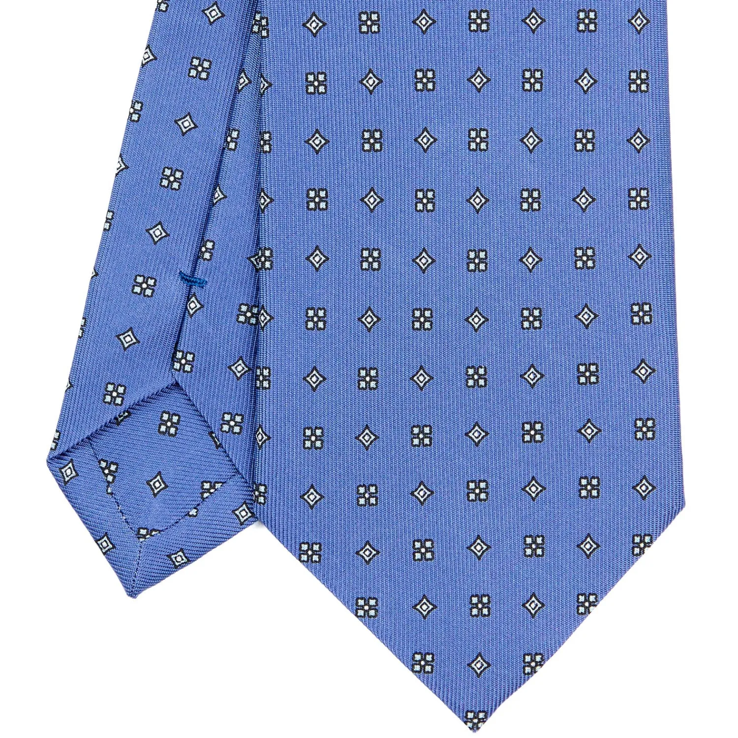 E.Marinella CRAVATTE|Cravatte In Seta Stampata|CRAVATTA SARTORIALE CLASSICA IN SETA AZZURRO POLVERE Microfantasia fiore