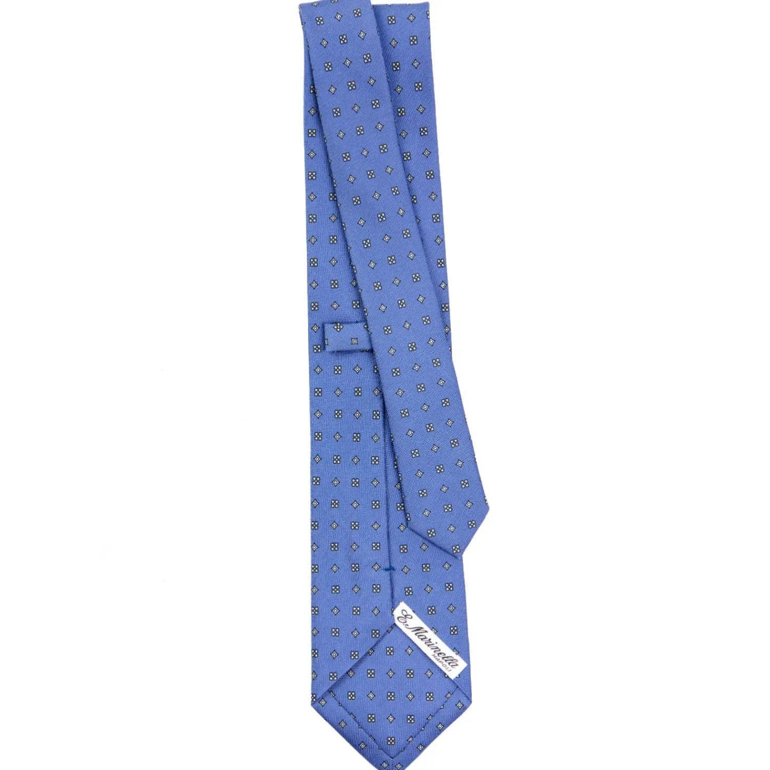 E.Marinella CRAVATTE|Cravatte In Seta Stampata|CRAVATTA SARTORIALE CLASSICA IN SETA AZZURRO POLVERE Microfantasia fiore