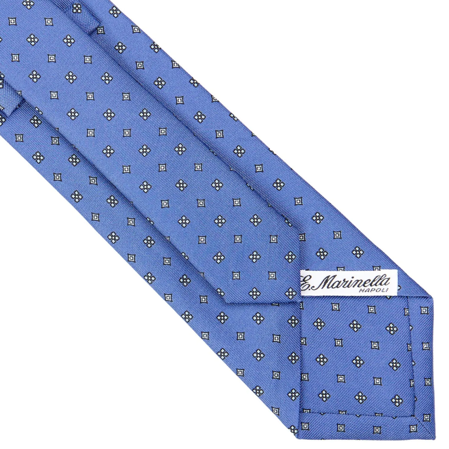 E.Marinella CRAVATTE|Cravatte In Seta Stampata|CRAVATTA SARTORIALE CLASSICA IN SETA AZZURRO POLVERE Microfantasia fiore