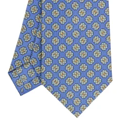 E.Marinella CRAVATTE|Cravatte In Seta Stampata|CRAVATTA SARTORIALE CLASSICA IN SETA AZZURRO POLVERE Microfantasia fiore