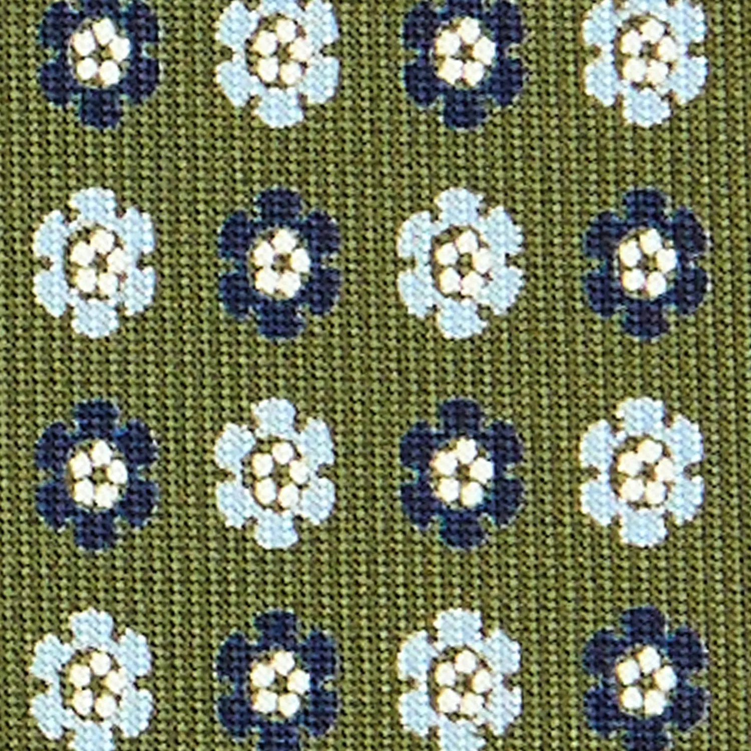 E.Marinella CRAVATTE|Cravatte In Seta Stampata|CRAVATTA SARTORIALE CLASSICA IN SETA VERDE OLIVA Microfantasia fiore
