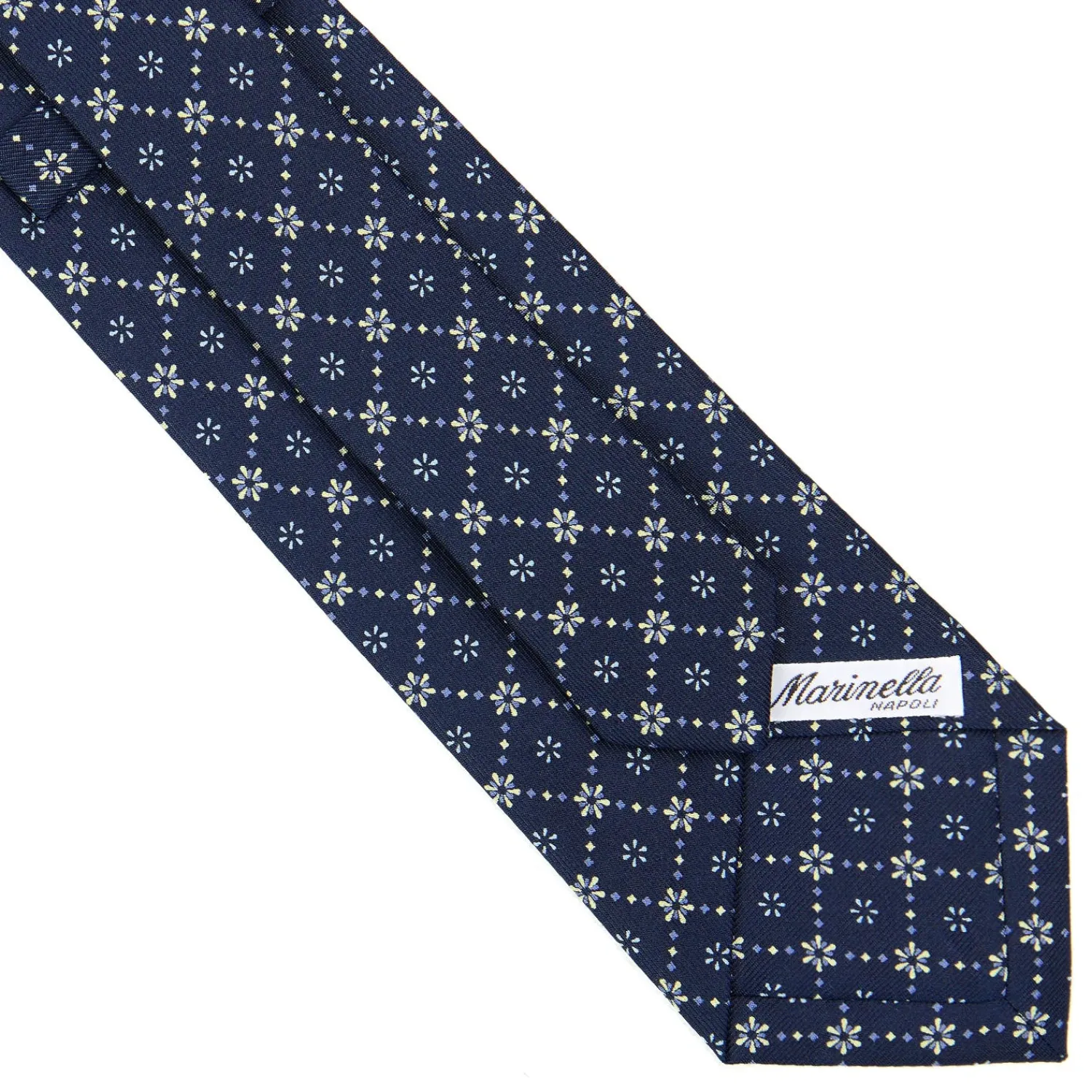 E.Marinella CRAVATTE|Cravatte In Seta Stampata|CRAVATTA SARTORIALE CLASSICA IN SETA BLU SCURO Microfantasia fiore