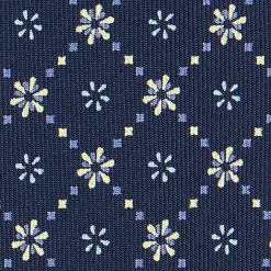 E.Marinella CRAVATTE|Cravatte In Seta Stampata|CRAVATTA SARTORIALE CLASSICA IN SETA BLU SCURO Microfantasia fiore