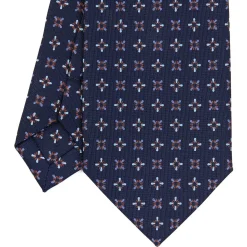 E.Marinella CRAVATTE|Cravatte In Seta Stampata|CRAVATTA SARTORIALE CLASSICA IN SETA BLU SCURO Microfantasia fiore