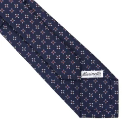 E.Marinella CRAVATTE|Cravatte In Seta Stampata|CRAVATTA SARTORIALE CLASSICA IN SETA BLU SCURO Microfantasia fiore