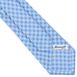 E.Marinella CRAVATTE|Cravatte In Seta Stampata|CRAVATTA SARTORIALE CLASSICA IN SETA AZZURRA Microfantasia fiore