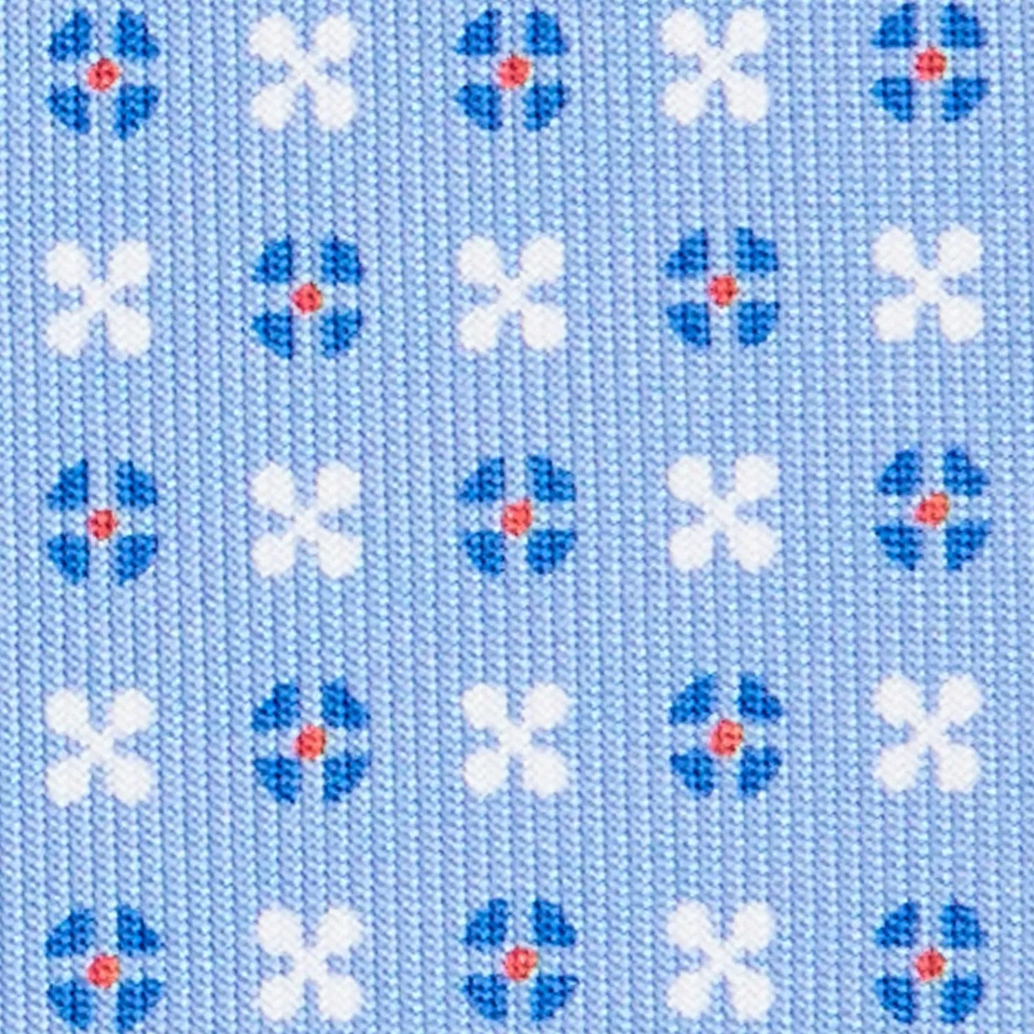 E.Marinella CRAVATTE|Cravatte In Seta Stampata|CRAVATTA SARTORIALE CLASSICA IN SETA AZZURRA Microfantasia fiore
