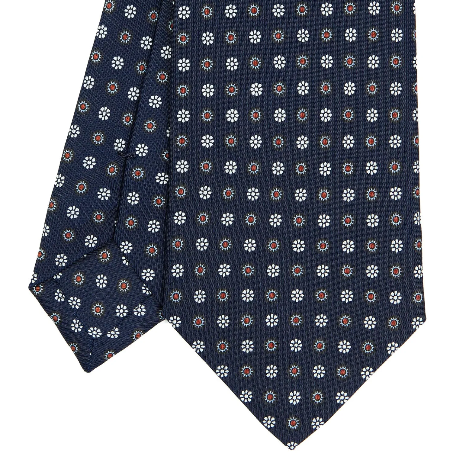 E.Marinella CRAVATTE|Cravatte In Seta Stampata|CRAVATTA SARTORIALE CLASSICA IN SETA BLU SCURO Microfantasia fiore