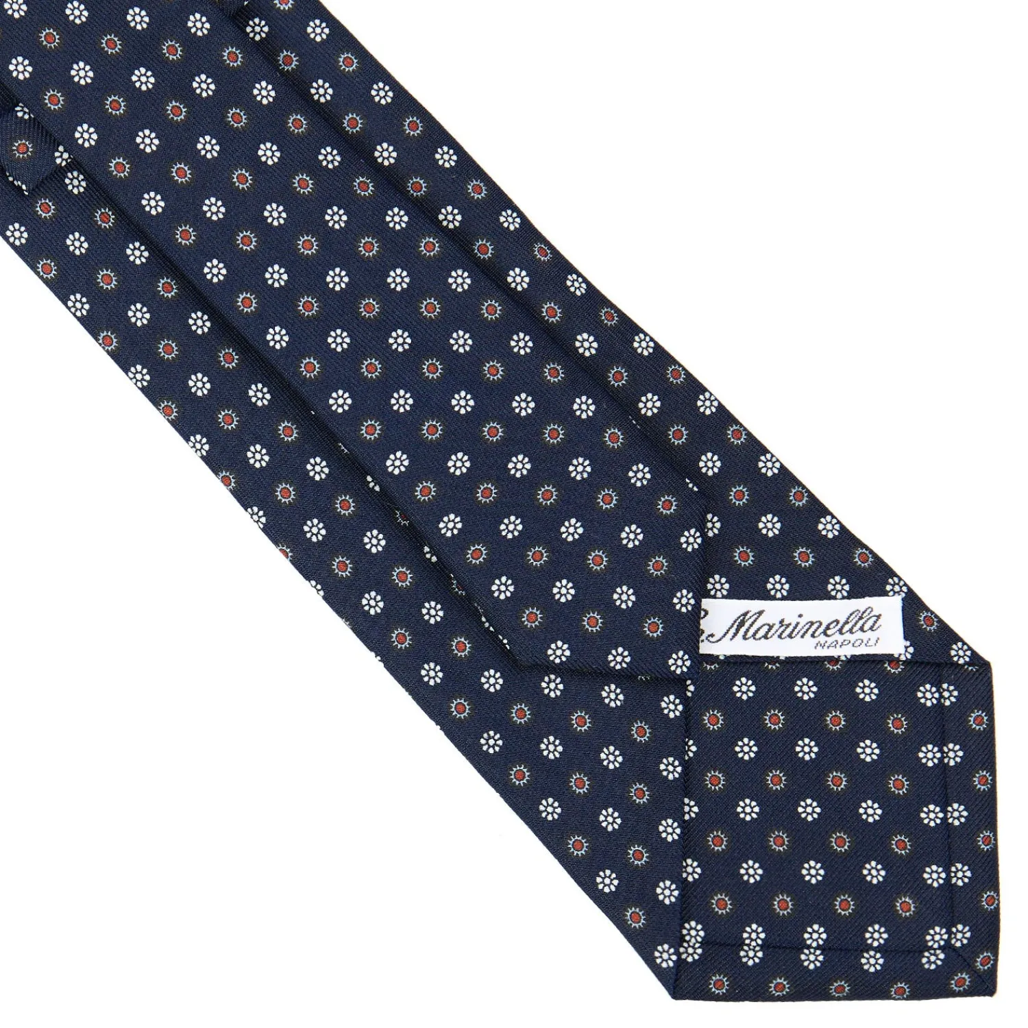 E.Marinella CRAVATTE|Cravatte In Seta Stampata|CRAVATTA SARTORIALE CLASSICA IN SETA BLU SCURO Microfantasia fiore