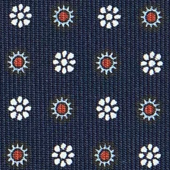 E.Marinella CRAVATTE|Cravatte In Seta Stampata|CRAVATTA SARTORIALE CLASSICA IN SETA BLU SCURO Microfantasia fiore