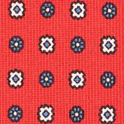 E.Marinella CRAVATTE|Cravatte In Seta Stampata|CRAVATTA SARTORIALE CLASSICA IN SETA ROSSA Microfantasia fiore