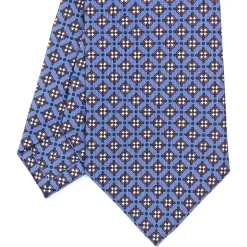 E.Marinella CRAVATTE|Cravatte In Seta Stampata|CRAVATTA SARTORIALE CLASSICA IN SETA AZZURRO POLVERE Microfantasia fiore